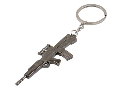 Black Nickel Plated Gun Shaped Metal Alloy Keychain