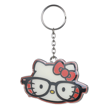 Shiny Silver Plated Soft Enameled Hello Kitty Keychain