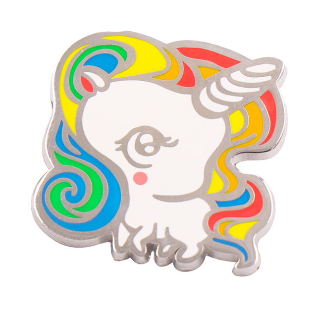 Silver Plated Hard Enameled Unicorn Pin