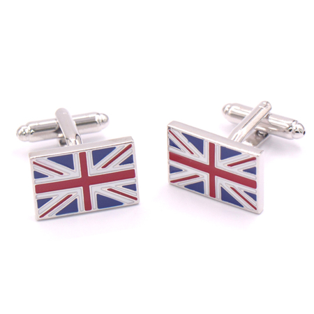 Silver Plated and Soft Enameled UK Flag Cufflink