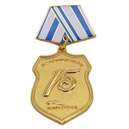 Gold Plated Shield Shaped Insignia Medal