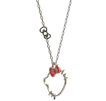 Shiny Silver Plated Metal Alloy Hollowed Hello Kitty Necklace