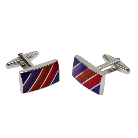 Silver Plated Rectangle Hard Enameled Cufflink