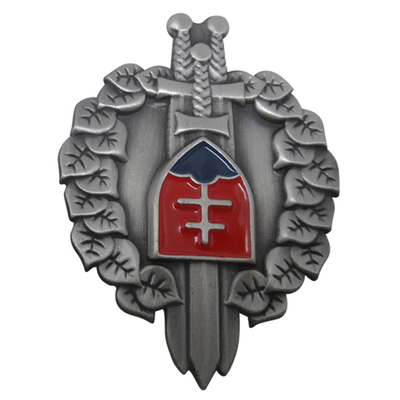 Antique Silver Plated Soft Enameled Military Badge Insignia